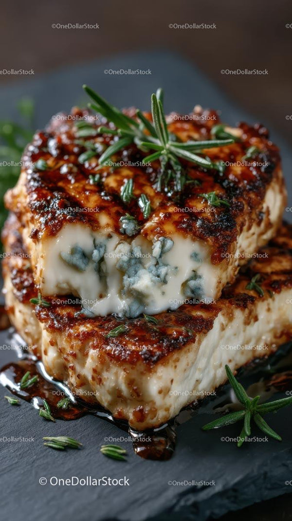 Grilled Cheese with Blue Cheese and Rosemary Garnish