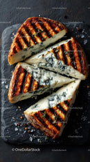 Grilled Blue Cheese Slices on Slate Board