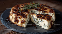 Gourmet Blue Cheese with Rosemary Garnish on Slate Platter