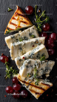 Gourmet Blue Cheese and Grape Platter on Slate
