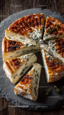 Sliced Blue Cheese on Rustic Slate Board