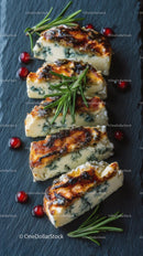 Grilled Blue Cheese with Rosemary on Slate Platter