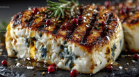 Grilled Blue Cheese with Honey and Rosemary Garnish