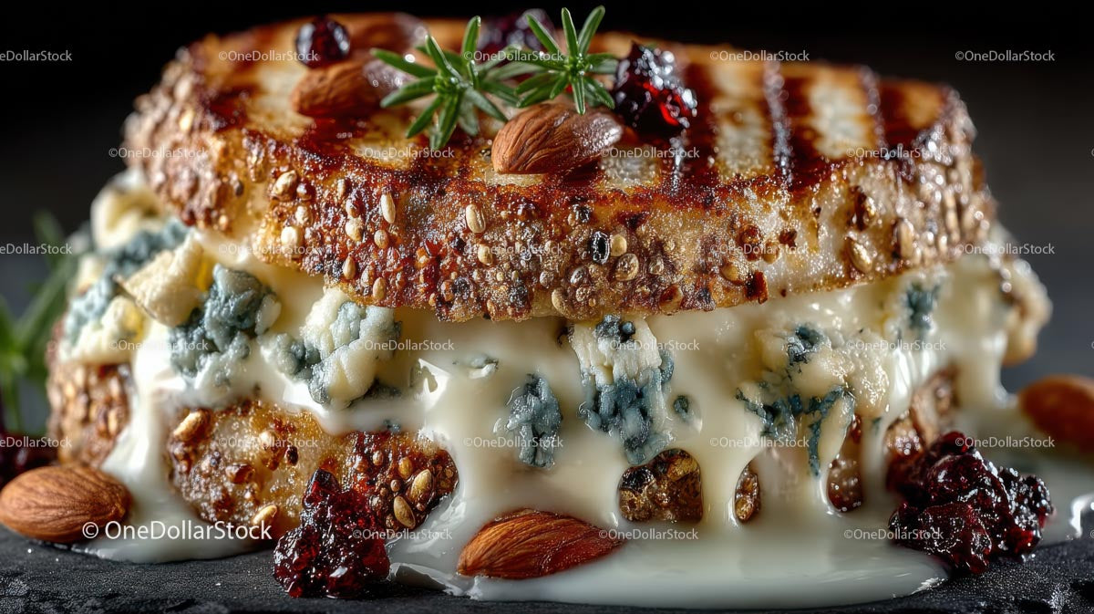 Gourmet Grilled Cheese Sandwich with Melted Blue Cheese