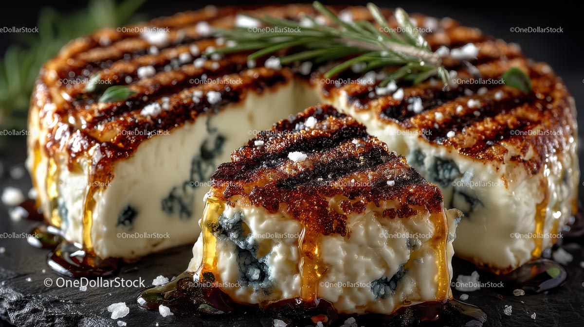 Grillowany ser pleśniowy z karmelizowanym miodem i rozmarynem