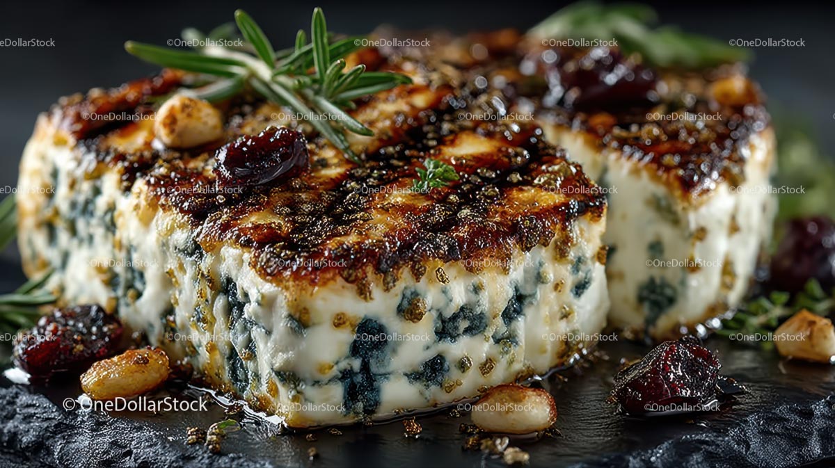 Grillowany ser pleśniowy z ziołami i orzeszkami pinii