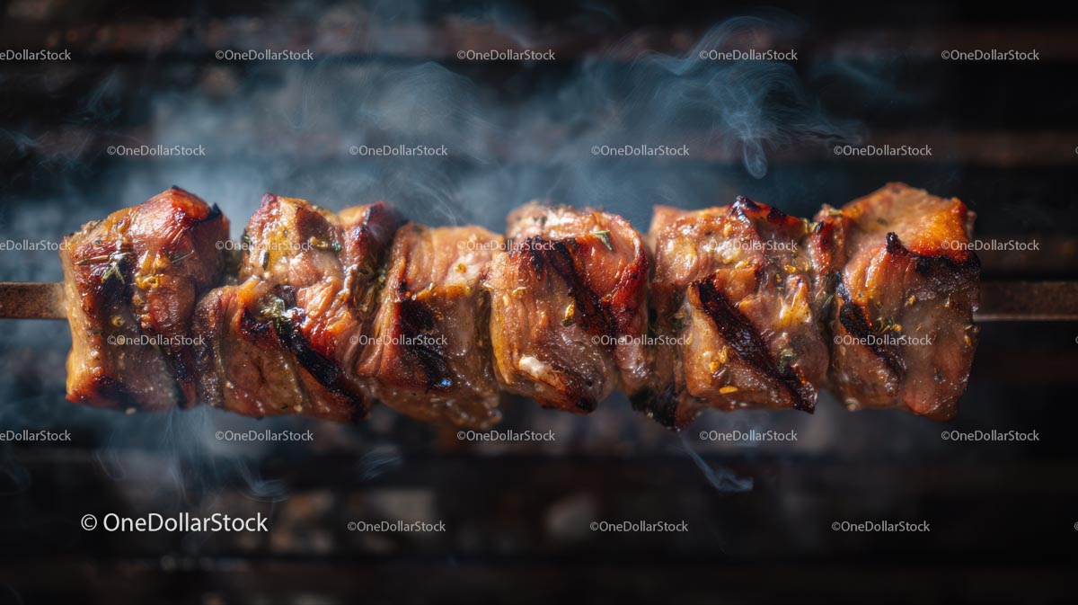 Juicy Grilled Meat Skewers with Smoky Flavor on BBQ