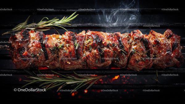 Sizzling Grilled Meat Skewer with Rosemary