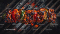 Delicious Grilled Kebab with Vegetables on a Skewer