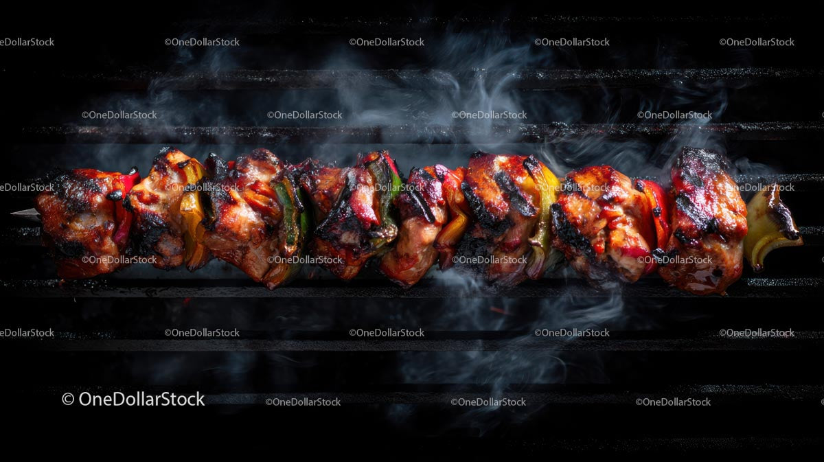 Delicious Charred Skewers on the Grill with Smoky Aroma