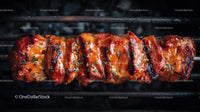 Juicy Skewered Meat Cooking on Grill