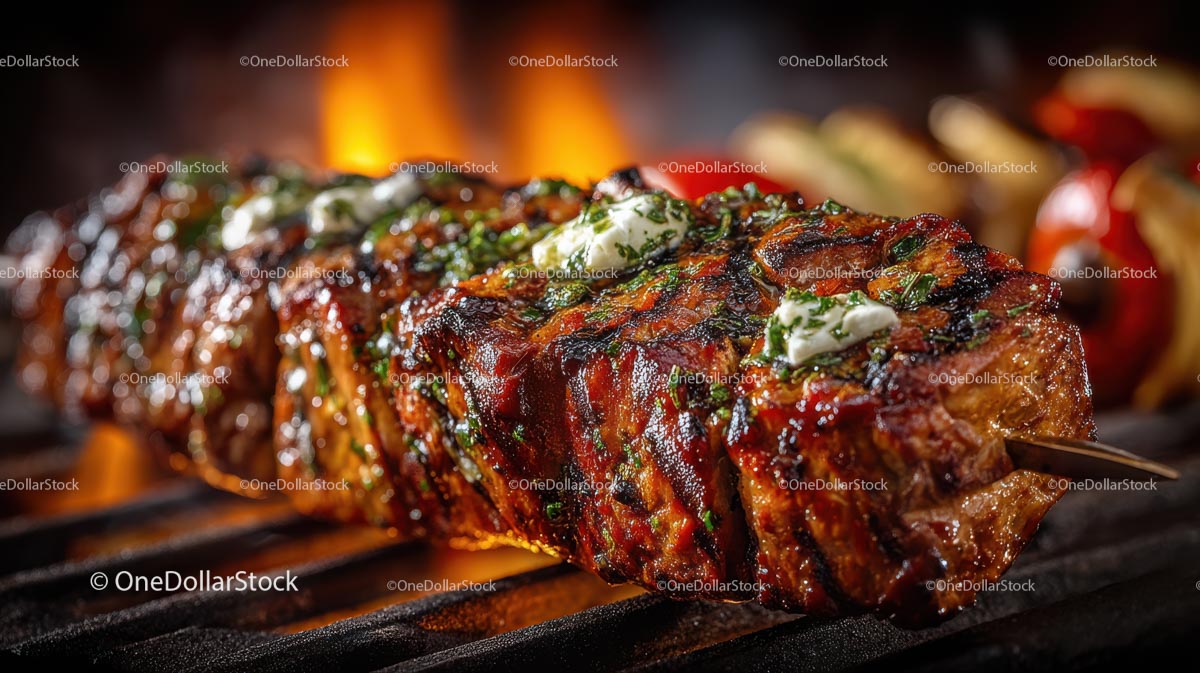 Juicy Grilled Steak Skewer with Herbs and Butter