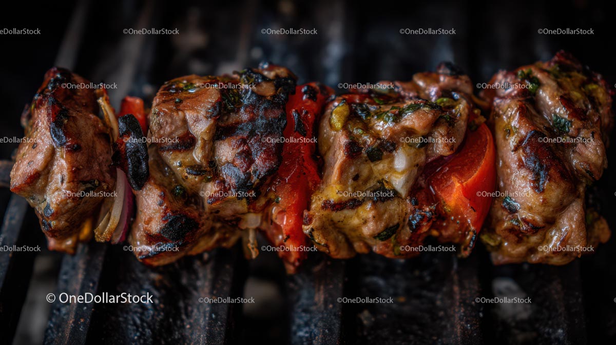 Soczyste szaszłyki wołowe grillowane na grillu węglowym