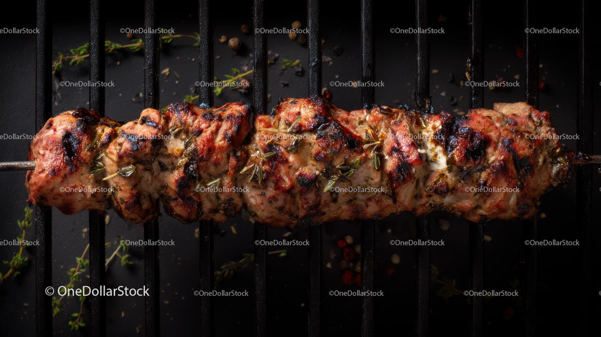 Pyszny grillowany szaszłyk mięsny z ziołami