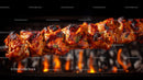 Juicy Grilled Kebab on Open Flame Barbecue