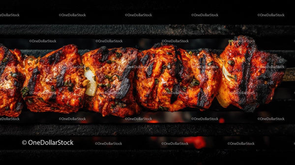 Juicy Grilled Chicken Kebabs on Charcoal Grill