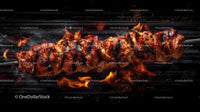 Juicy Grilled Meat Skewer Over Open Flame
