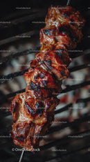 Juicy Grilled Meat Skewer on Smoky BBQ Grill