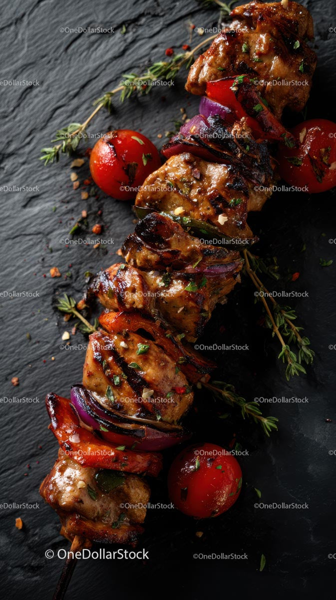 Grilled Chicken Skewers with Vegetables and Herbs