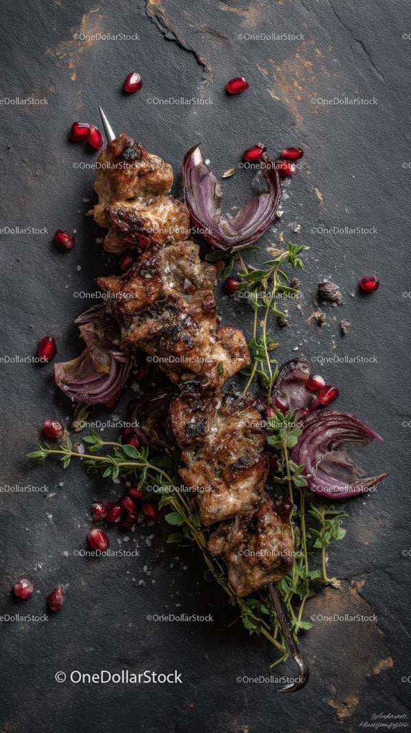 Grilled Lamb Kebab with Pomegranate and Herbs