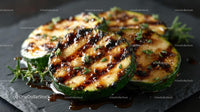 Grilled Zucchini with Fresh Herbs on Rustic Slate