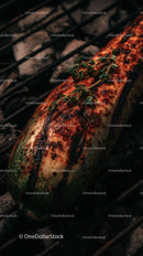 Grilled Zucchini with Herbs on a Barbecue Grill