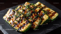 Grilled Zucchini with Herb Garnish on Slate Board