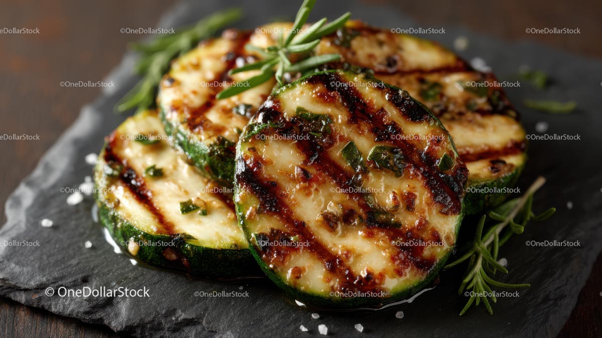 Grilled Zucchini Slices with Fresh Rosemary