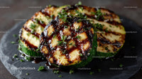 Grilled Zucchini with Fresh Herbs on Slate Plate