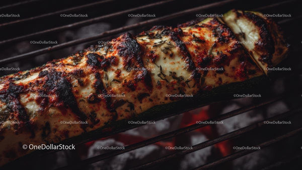 Grilled Zucchini with Herb Seasoning on a Barbecue