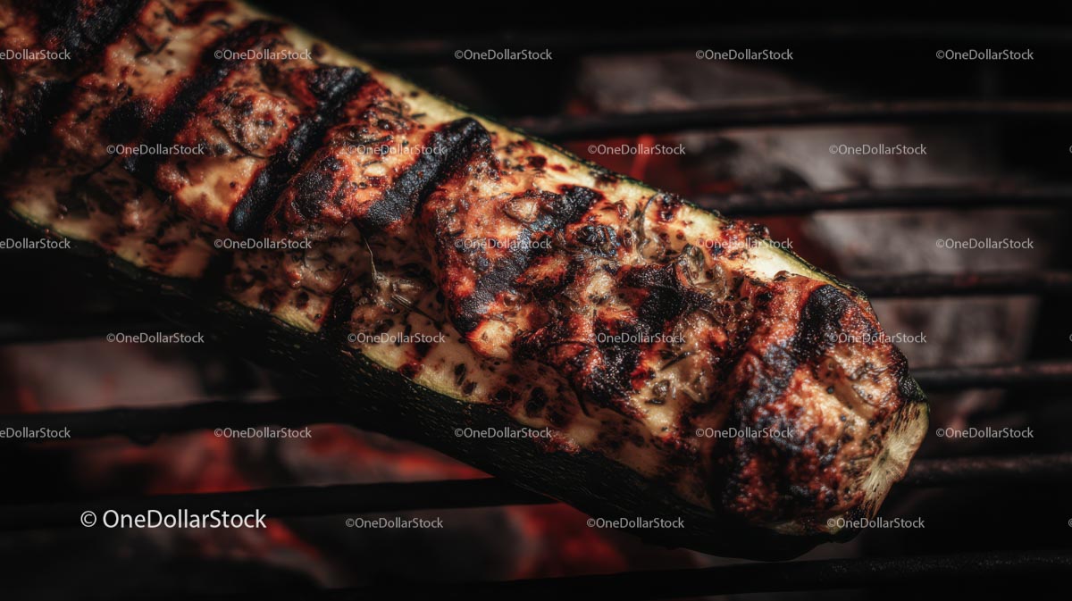 Grilled Zucchini with Smoky Char Marks on Barbecue