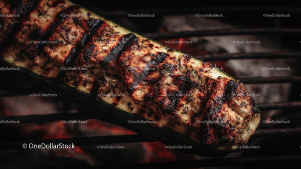 Grilled Zucchini with Smoky Char Marks on Barbecue