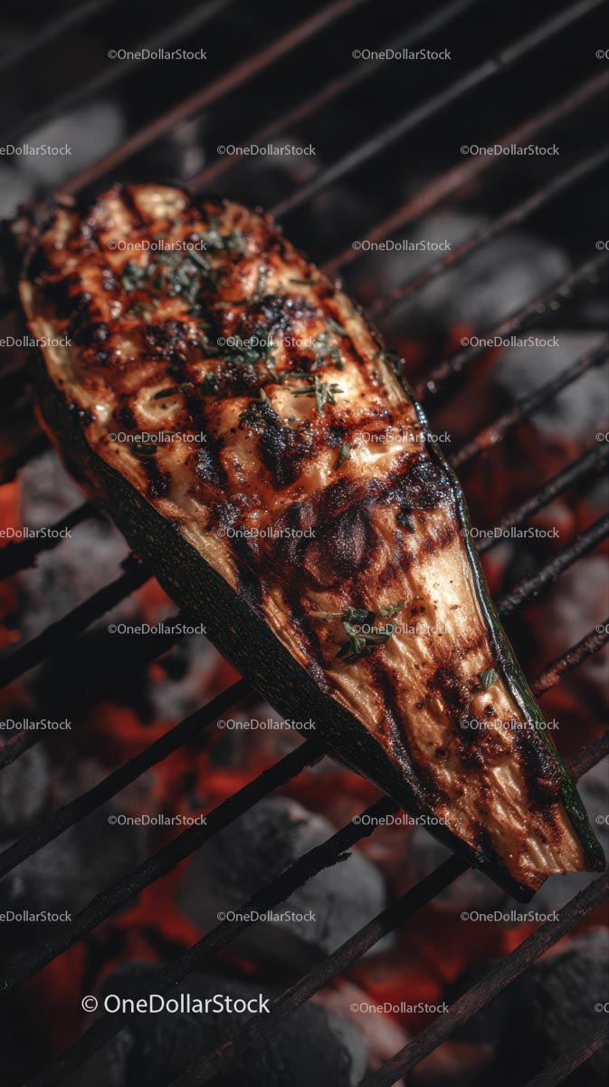 Grilled Zucchini on Charcoal BBQ