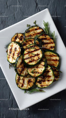 Grilled Zucchini Slices with Fresh Rosemary Garnish
