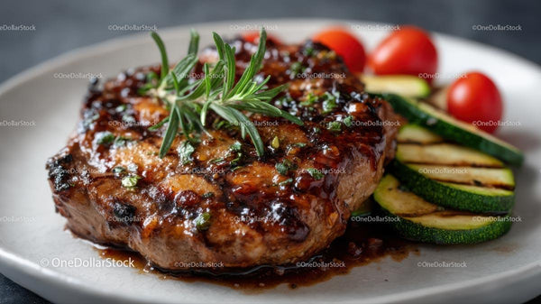 Grilled Steak with Rosemary and Vegetable Side