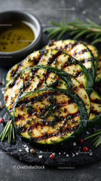 Grilled Zucchini Slices with Fresh Herbs and Olive Oil