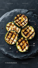 Chargrilled Zucchini Slices on Rustic Stone Platter