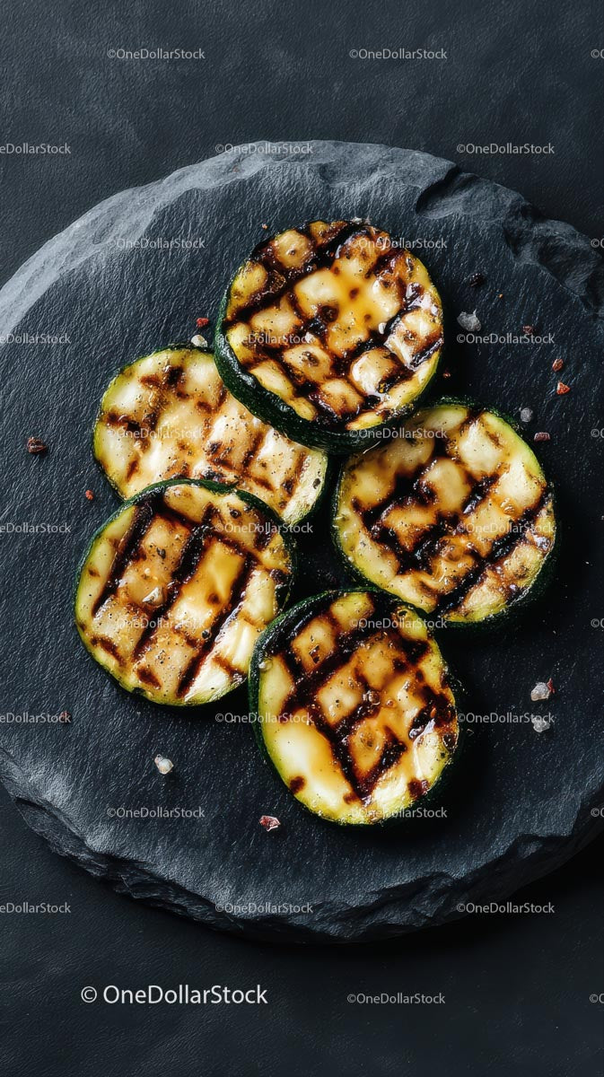 Chargrilled Zucchini Slices on Rustic Stone Platter