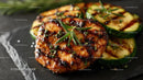 Grilled Chicken with Zucchini and Rosemary Garnish
