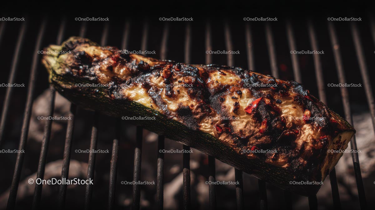 Grilled Zucchini with Charred Perfection on BBQ Grill