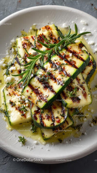 Grilled Zucchini with Fresh Rosemary Garnish