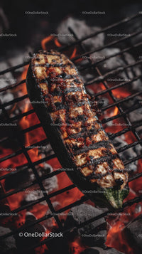 Charred Zucchini on a Fiery Grill for Summer BBQ