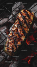 Grilled Zucchini on Charcoal BBQ with Char Marks