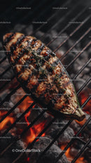 Grilled Eggplant with Thyme on Charcoal Grill