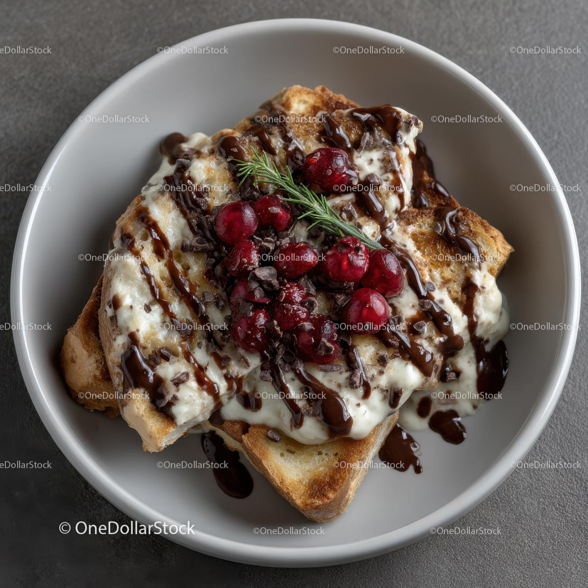 Creamy Toast with Chocolate and Cranberries