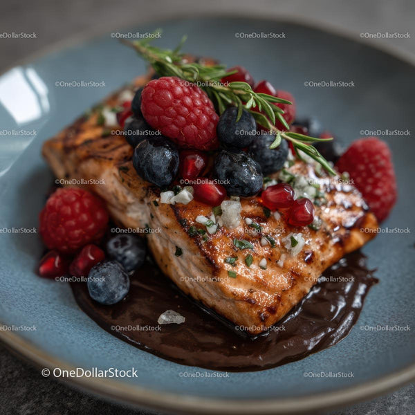 Grilled Salmon with Fresh Berries and Pomegranate