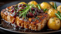 Grilled Pork Chop with Cranberry Glaze and Rosemary