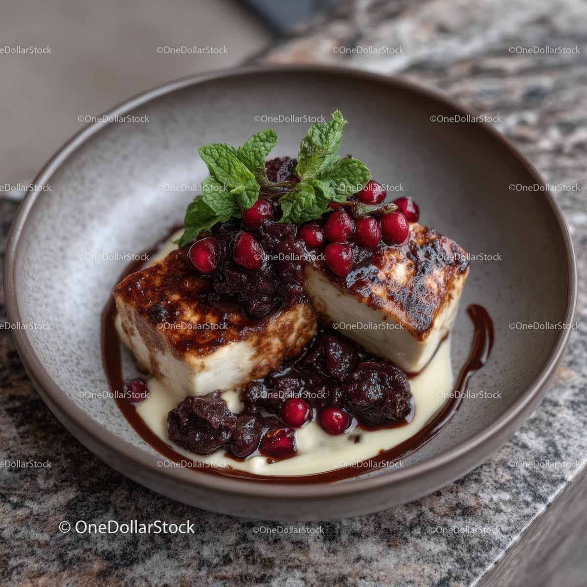 Gourmet Cheesecake with Berries and Mint Garnish