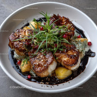 Gourmet Seared Scallops with Fresh Herbs and Garnish