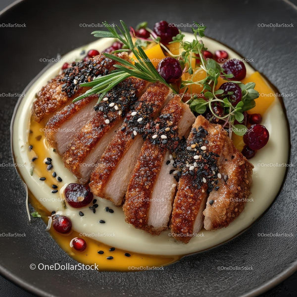 Gourmet Roasted Duck with Vibrant Garnish